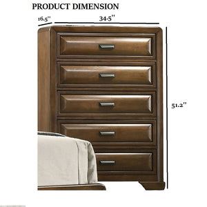 English Elm Transitional Brown Wood Chest with Dovetail Drawers Bronze Pulls and Bracket Legs B2741P372210