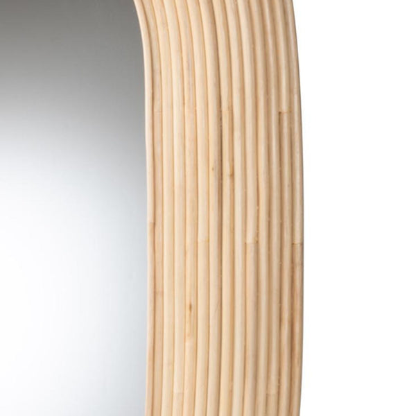 English Elm Modern Rattan Oval Wall Mirror Handcrafted Bohemian Decor for Entryways and Living Rooms B2750P420398