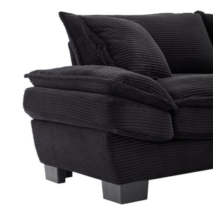 English Elm Corduroy Stylish Sleeper Sofa Loveseat with Dual-Layer Cushions & Two Support Pillows, Sturdy Frame Black W676P184130