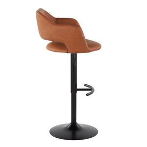 English Elm Margarite Adjustable Barstool Set Of 2 In Black Metal & Brown Faux Leather - Modern Comfort & Style B202S00964