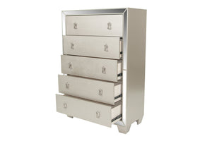 English Elm Traditional Elegant 6-Drawer Dresser with Antique Finish and Decorative Pulls for Spacious Bedroom Storage Silver 41 L x 21 W x 56 H B011P395091