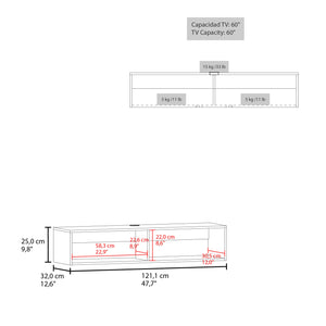 English Elm Klein Wall Mounted Media Console with Open Shelves for Compact Living Spaces B097P474313