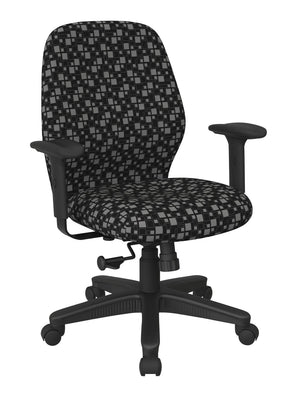 OSP Home Furnishings Mid Back Ergonomic Manager Chair with Synchro Tilt Lumbar Support and Padded Arms Domino 3121-K107