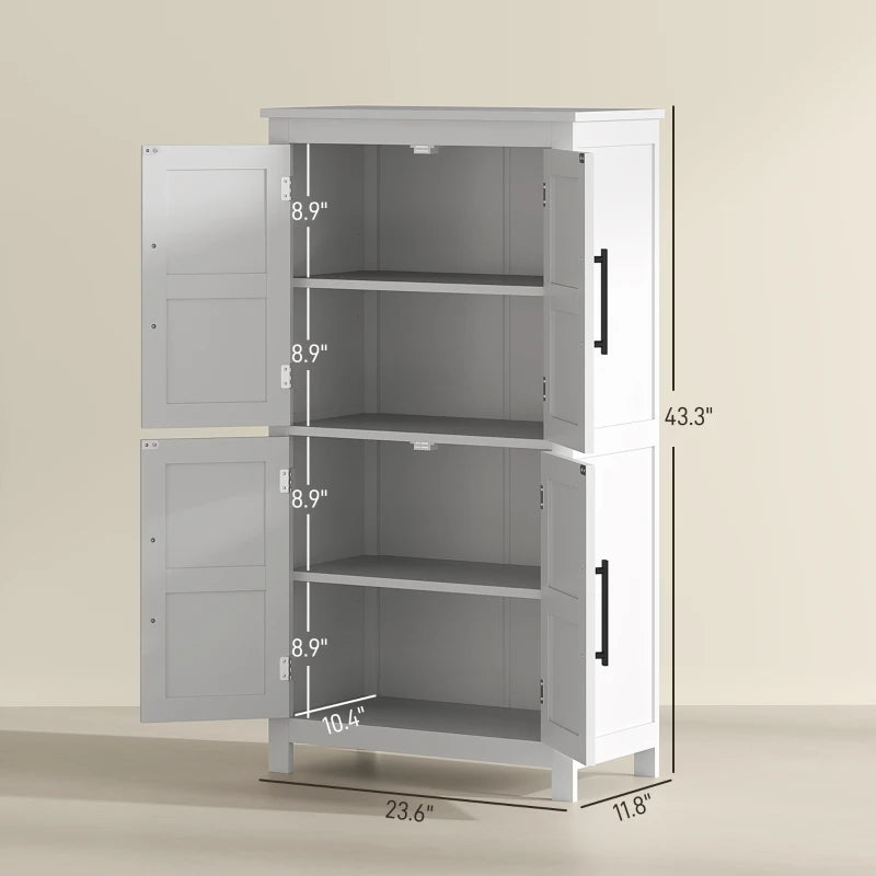 English Elm Foyer Beadboard Floor Cabinet with Drawers White Farmhouse Storage for Entryway Bath T3971P469572