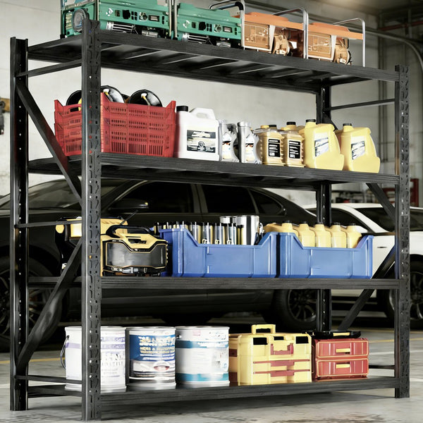 English Elm Garage Steel Four Tier Industrial Shelving Unit with Adjustable Levels and 3000lb Capacity T5667P461087