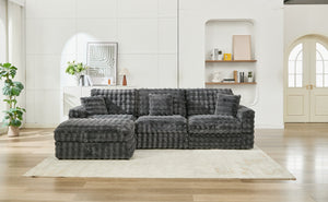 English Elm M5444 Modular Fabric Sectional Sofa In Dark Grey - Versatile 3-Seater With Removable Ottoman & Comfort W1805S00140