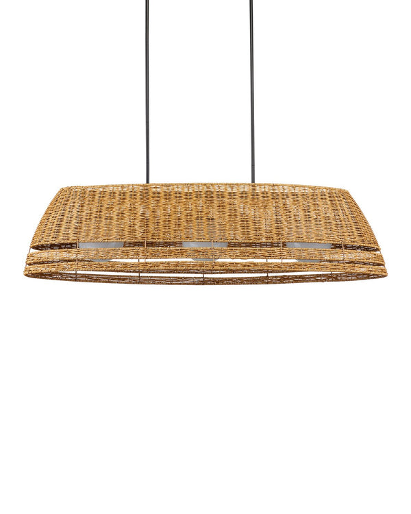 Currey & Company Barbary Oval Outdoor Chandelier - Handwoven Durable Wicker, Adjustable Height, Stylish Illumination Natural All,Weather Wicker ,Metal ,Glass 9500-0021-currey-company