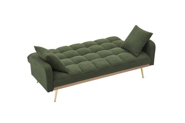 English Elm 69 Convertible Sofa Bed for Small Spaces 69-Inch Fabric Futon with Solid Wood Frame, Comfort Seat Green W3356P298523
