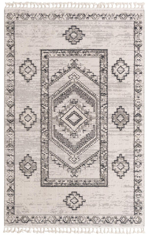 Unique Loom Cherokee Boone Machine Made Geometric Rug Sand, Gray/Black 6' 1" x 9' 0"