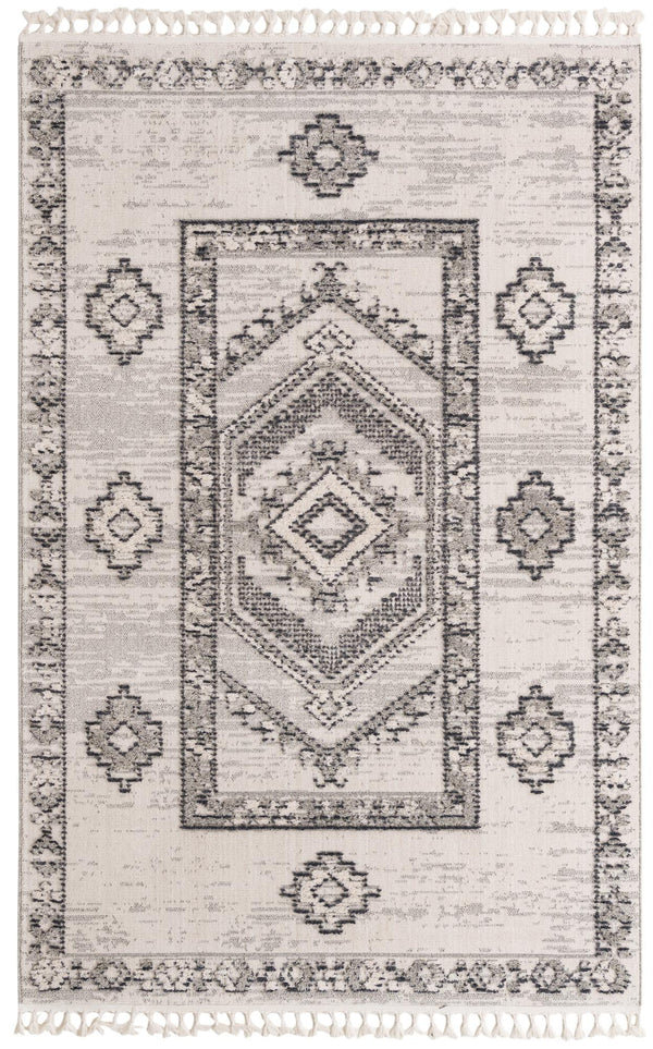 Unique Loom Cherokee Boone Machine Made Geometric Rug Sand, Gray/Black 6' 1" x 9' 0"