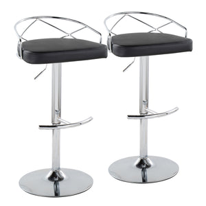 English Elm Adjustable Swivel Barstools Mid-century Modern Walnut and Cream Faux Leather Set of 2 B202S02169