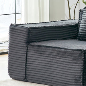 English Elm L-shaped Corduroy Sectional with Ottoman Three Seat Modular Sofa for Modern Living Dark Gray W2699S00080