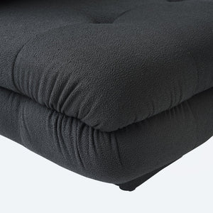 English Elm Urban Modern Modular Sofa Teddy Fleece Capitonné Design High Modularity Plush Comfort Corner Ready for Cozy Living Spaces Black B341S00037