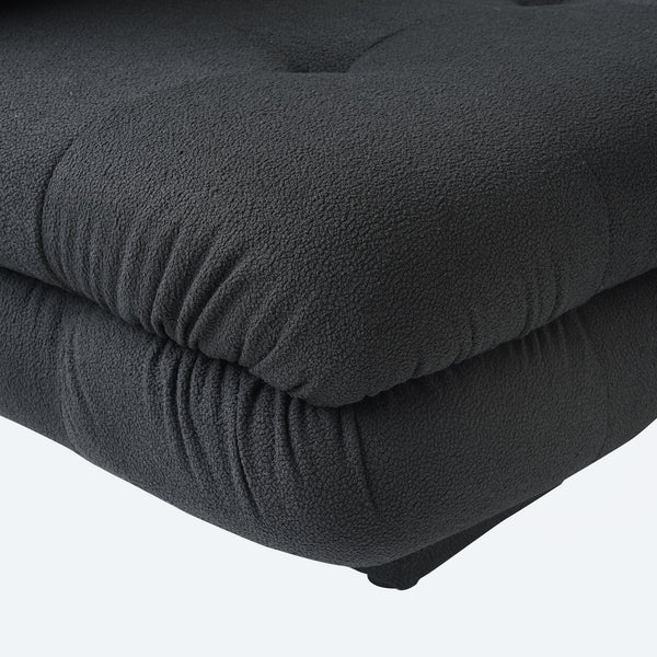 English Elm Urban Modern Modular Sofa Teddy Fleece Capitonné Design High Modularity Plush Comfort Corner Ready for Cozy Living Spaces Black B341S00037