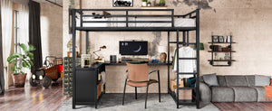 English Elm Metal Twin Xl Loft Bed with L Shaped Desk Wardrobe and Storage for Teens W1580S00370