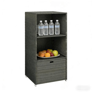 English Elm Outdoor Wicker Towel Rack Two Shelf Pe Rattan Poolside Storage for Patio or Bath Dark Gray T3971P486652