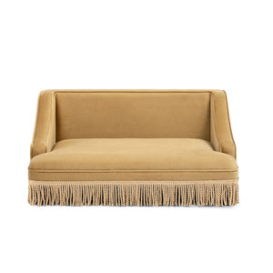 English Elm Duchess Regency Tufted Pet Sofa with Fringe Skirt Velvet Upholstery for Small Dogs Yellow B2719P479030