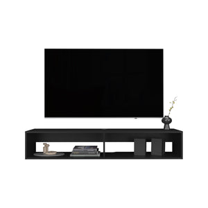 English Elm TV Stand engineered wood with 2 shelves, compact modern oak finish, durable storage, eco certified quality Black 64.57 L x 17.72 W x 3.54 H B097P250856