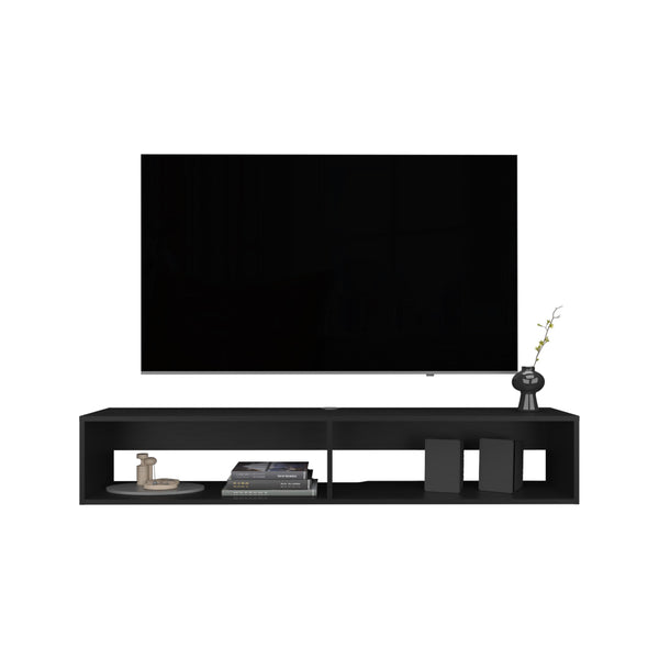 English Elm TV Stand engineered wood with 2 shelves, compact modern oak finish, durable storage, eco certified quality Black 64.57 L x 17.72 W x 3.54 H B097P250856