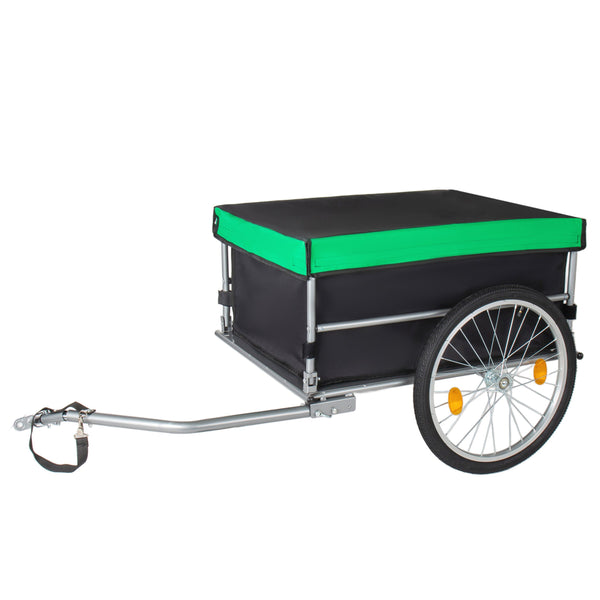 English Elm Foldable Bike Cargo Trailer with 20 Inch Tires Steel Frame and Weatherproof Oxford Cover Green W2932P405184