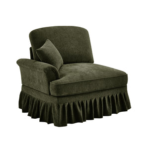 English Elm Sofa Chenille Sectional with Detachable Skirt Sculptural Curves Mid-century Living Room W3041P332635