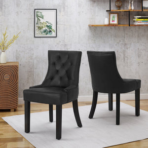 English Elm Christopher Knight Home® - Cheney Dining Chairs Set Of 2 - Elegant Microfiber With Diamond-Tufted Backrest For Comfort 54181.00MFBLK