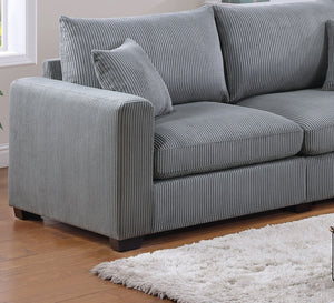 English Elm Classic Corduroy 2pc Sofa Set with Loveseat, Square Arms, Plush Cushions & 2 Throw Pillows - Cozy Modern Appeal Fog 47 L x 35 W x 24 H B011S01298