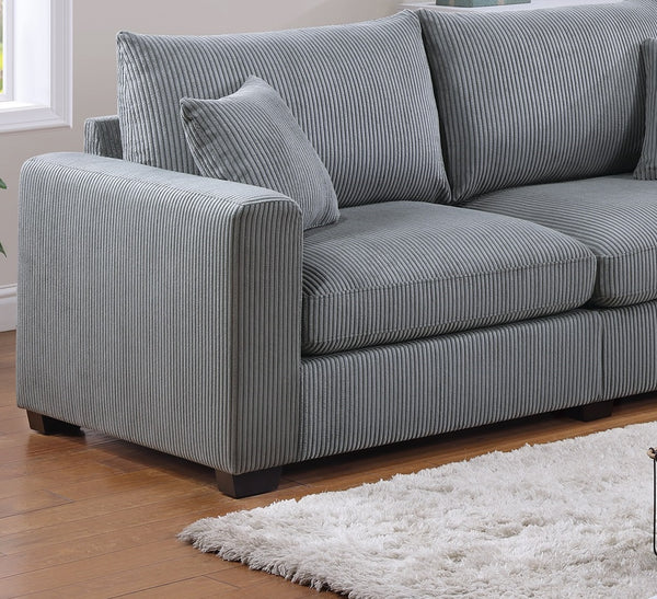 English Elm Classic Corduroy 2pc Sofa Set with Loveseat, Square Arms, Plush Cushions & 2 Throw Pillows - Cozy Modern Appeal Fog 47 L x 35 W x 24 H B011S01298