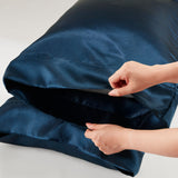 Madison Park Essentials Satin Casual Luxury 2 PC Pillowcases MPE21-1142 Midnight Blue