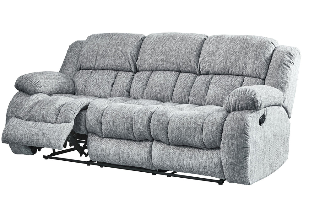 English Elm STONIC Gray Reclining Sofa with Oversized Padded Arms, Rolled Chaise & Extra Headrest — Fabric Comfort B201P216014