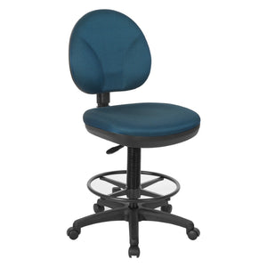 OSP Home Furnishings Sculptured Ergonomic Drafting Chair with Lumbar Support Padded Seat and Adjustable Footring DC550-296
