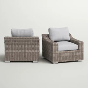 English Elm Fully Assembled Wicker Patio Chair Set With Plush Cushions For Effortless Outdoor Comfort & Style B120S00004