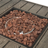 Christopher Knight Home® - Noble House - Elberton Outdoor 50,000 Btu Square Fire Pit, Brown Wood Pattern