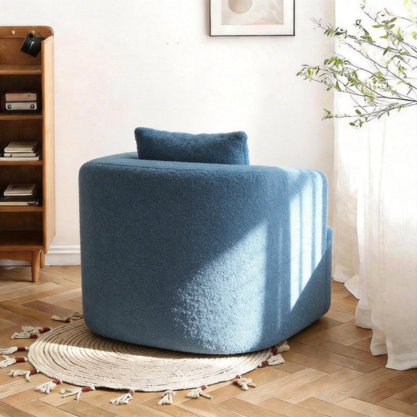 English Elm 360° 360 Swivel Teddy Velvet Accent Chair Plush Cocoon Seat for Living Room or Bedroom Blue W5385P433230