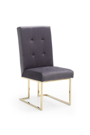 VIG Furniture Legend Grey Fabric Dining Chairs Set Of 2 With Champagne Gold Stainless Steel Frame, Tufted Comfort VGVCB012-GRYGLD