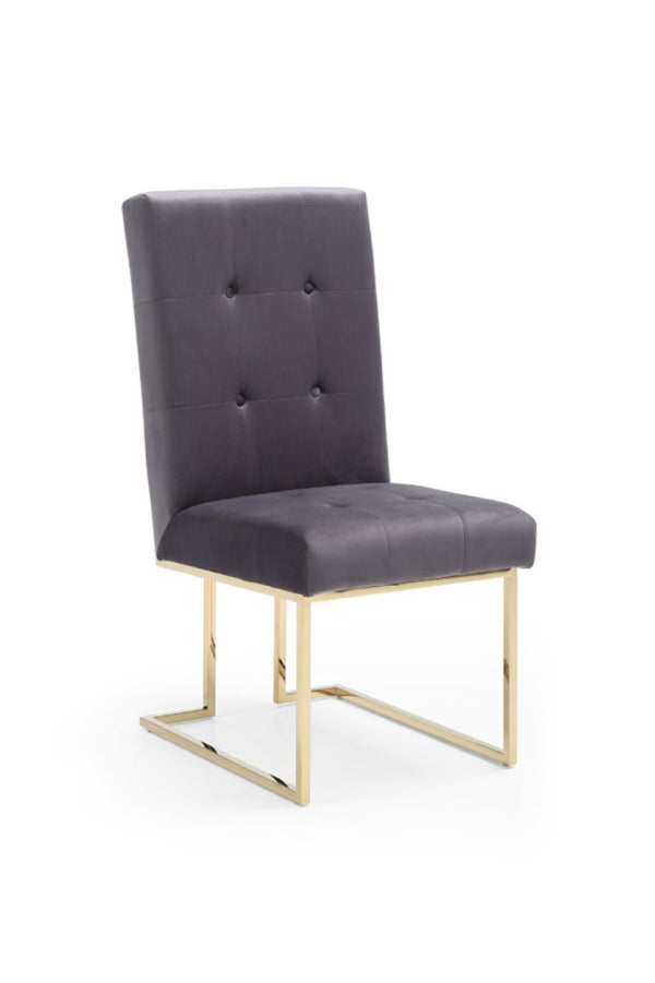 VIG Furniture Legend Grey Fabric Dining Chairs Set Of 2 With Champagne Gold Stainless Steel Frame, Tufted Comfort VGVCB012-GRYGLD