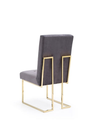 VIG Furniture Legend Grey Fabric Dining Chairs Set Of 2 With Champagne Gold Stainless Steel Frame, Tufted Comfort VGVCB012-GRYGLD