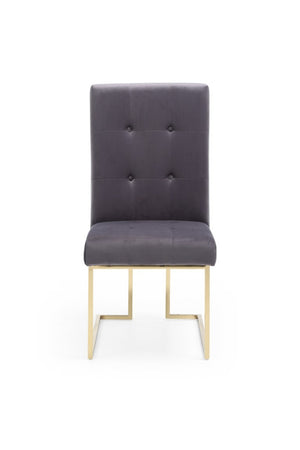 VIG Furniture Legend Grey Fabric Dining Chairs Set Of 2 With Champagne Gold Stainless Steel Frame, Tufted Comfort VGVCB012-GRYGLD