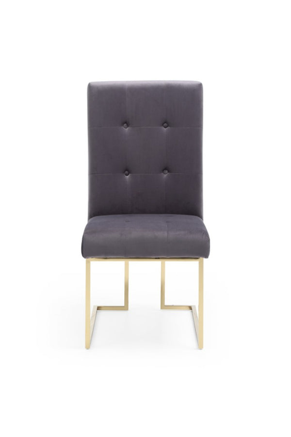 VIG Furniture Legend Grey Fabric Dining Chairs Set Of 2 With Champagne Gold Stainless Steel Frame, Tufted Comfort VGVCB012-GRYGLD