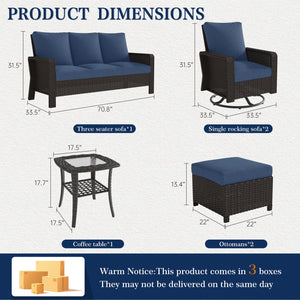 English Elm Tl Six Piece Outdoor Seating Set Pe Rattan Swivel Chairs Sofa Footstools Patio W5382S00017