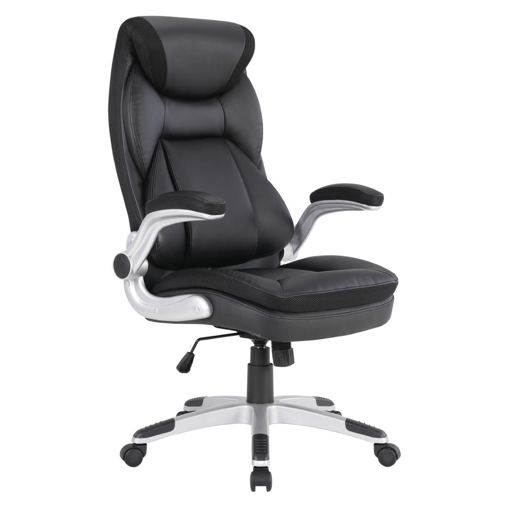 OSP Home Furnishings Exec Bonded Leather Office Chair with Lumbar Support Padded Arms and Ergonomic Tilt ECH17056-EC3