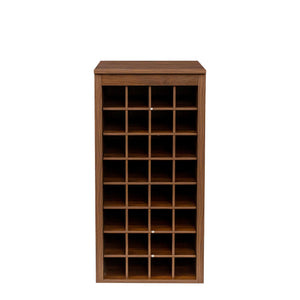 English Elm brown Modular 32-Bottle Wine Cabinet Buffet with Walnut Finish, 32-Slot Storage, Durable Melamine Wood W331P234975