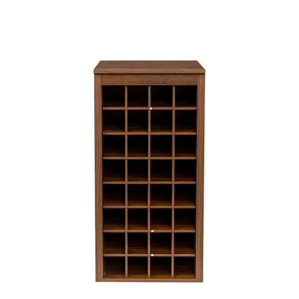 English Elm brown Modular 32-Bottle Wine Cabinet Buffet with Walnut Finish, 32-Slot Storage, Durable Melamine Wood W331P234975