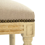 Lille Bench Distressed Ivory Birch, Natural Linen B014 309 A003 w/o Nailhead Zentique