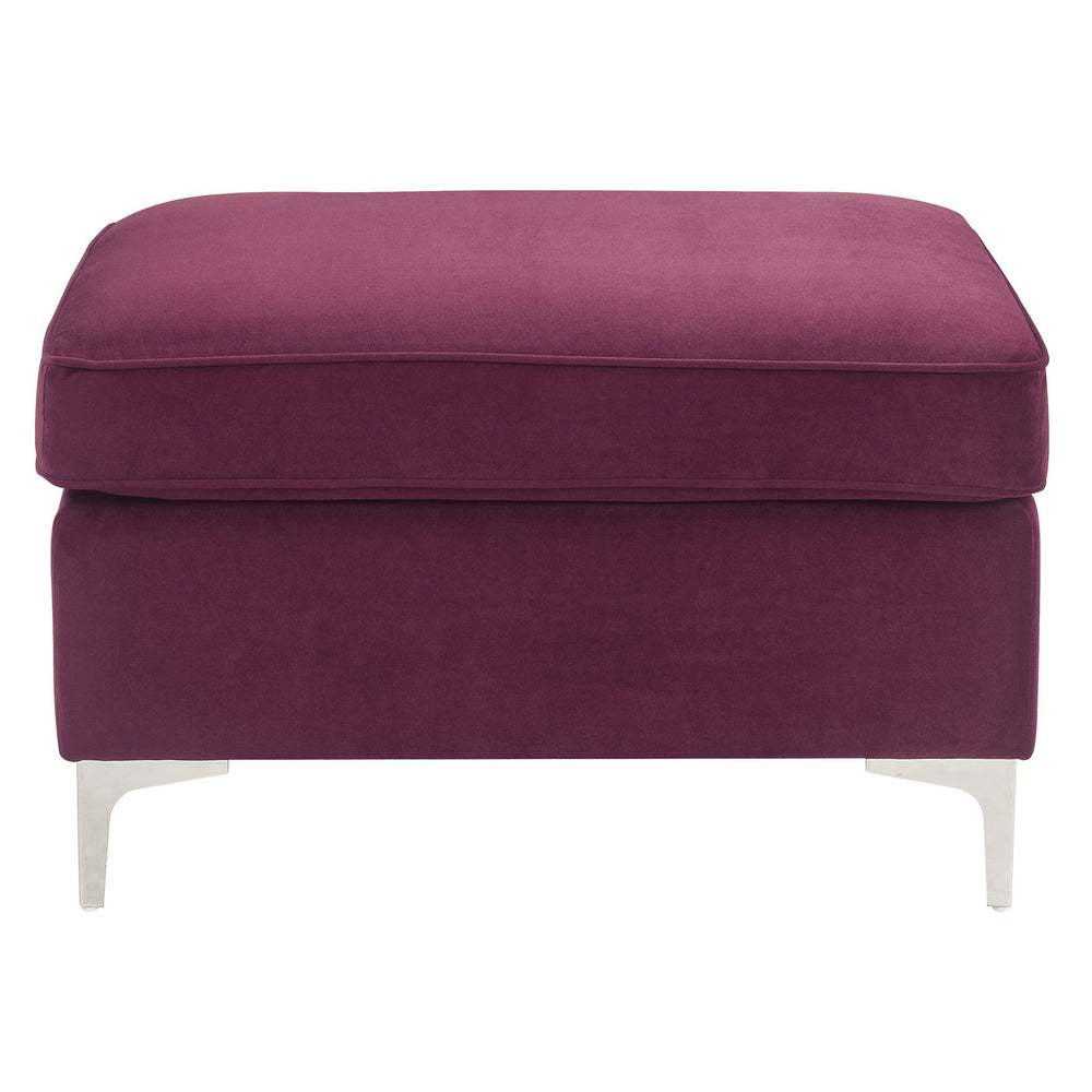English Elm Burgundy Rectangle Ottoman with Faux Fur Pillows, Pocket Coil Comfort, Metal Legs, Durable Luxury Seating B062P185665