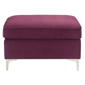 English Elm Burgundy Rectangle Ottoman with Faux Fur Pillows, Pocket Coil Comfort, Metal Legs, Durable Luxury Seating B062P185665