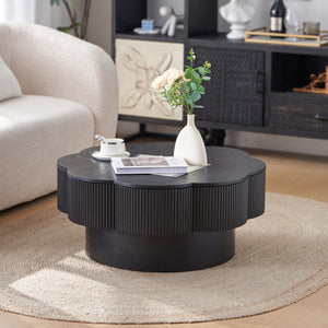 English Elm 31.50"modern Blossom Coffee Table Wood Veneer Iron Base Storage Living Room W757P350935