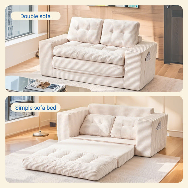 English Elm Loveseat Sofa Bed – Memory Foam Comfort, Convertible 2-In-1 Design, No Assembly, Corduroy Fabric Couch For Small Spaces And Guest Rooms (Beige) W2959P379135