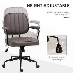 English Elm Vinsetto Light Brown Microfiber Office Chair With Adjustable Height, Tilt Function & Swivel Wheels W2225P217511-GIGA