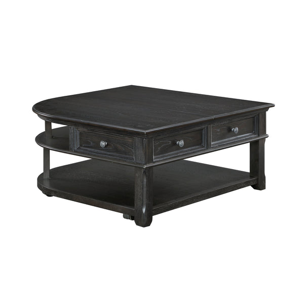 English Elm Living Lift-Top Coffee Table with Hidden Storage, Dovetail Drawer, Open Shelves, Casters & Pewter Knobs Charcoal 42.25 L x 42 W x 11.25 H B011P298843
